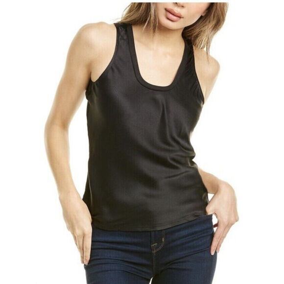 Frame Pre-Owned Black Silk Front Rib Back Racer Tank Top Size XS - Picture 6 of 6